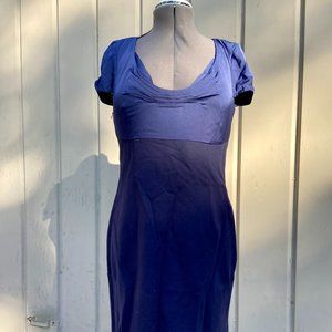 NWT Women's Elie Tahari Navy/Cobalt Short Sleeve Midi Dress